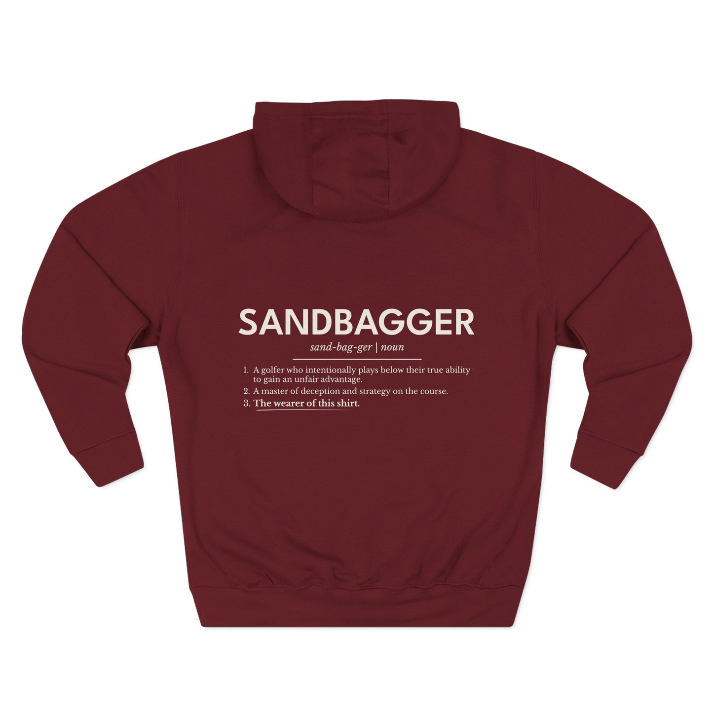 Sandbagger Fleece Hoodie — 'I Don’t Care' Three-Panel Pullover