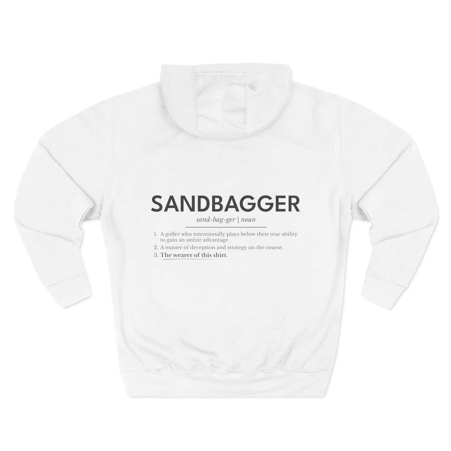 Sandbagger Fleece Hoodie — 'I Don’t Care' Three-Panel Pullover