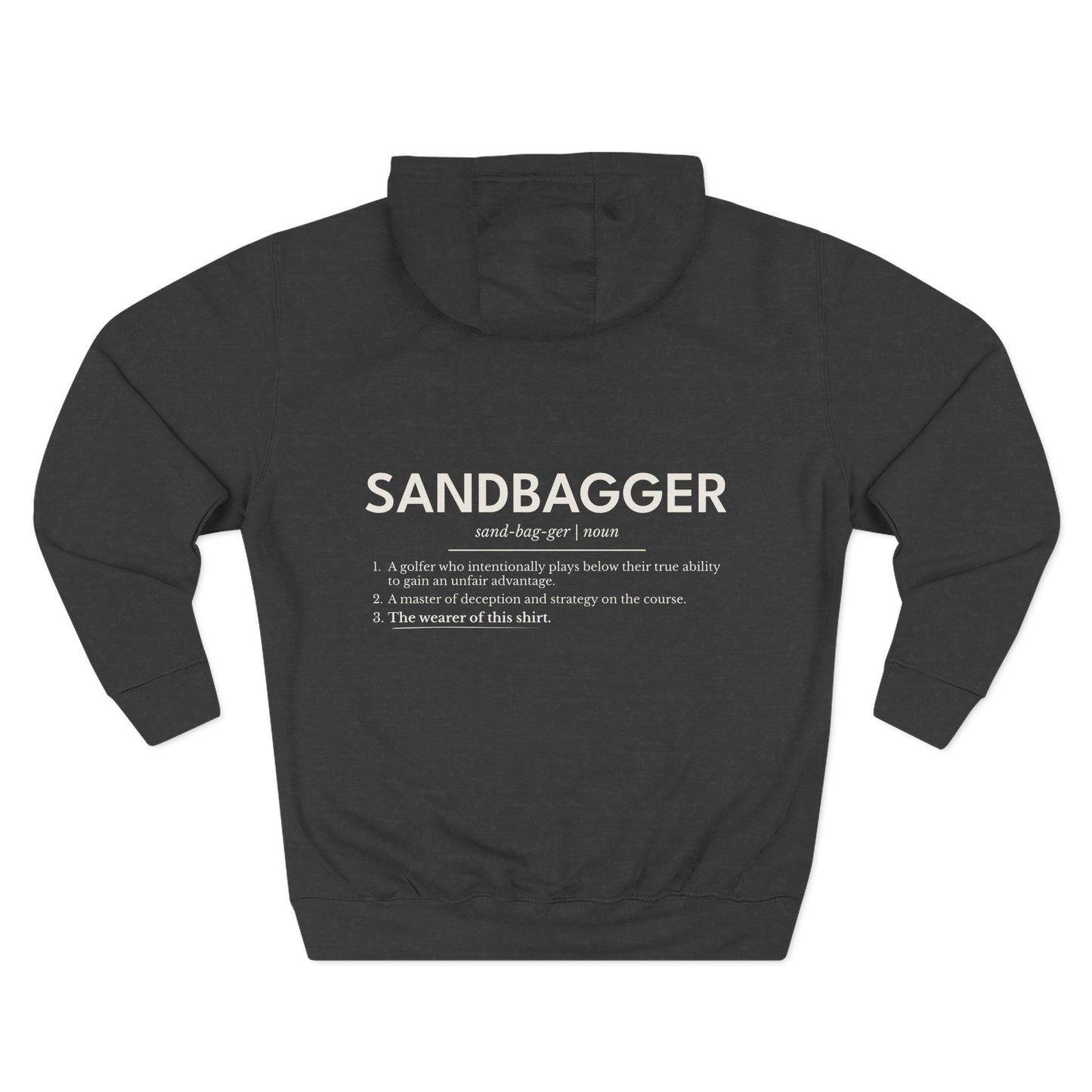 Sandbagger Fleece Hoodie — 'I Don’t Care' Three-Panel Pullover