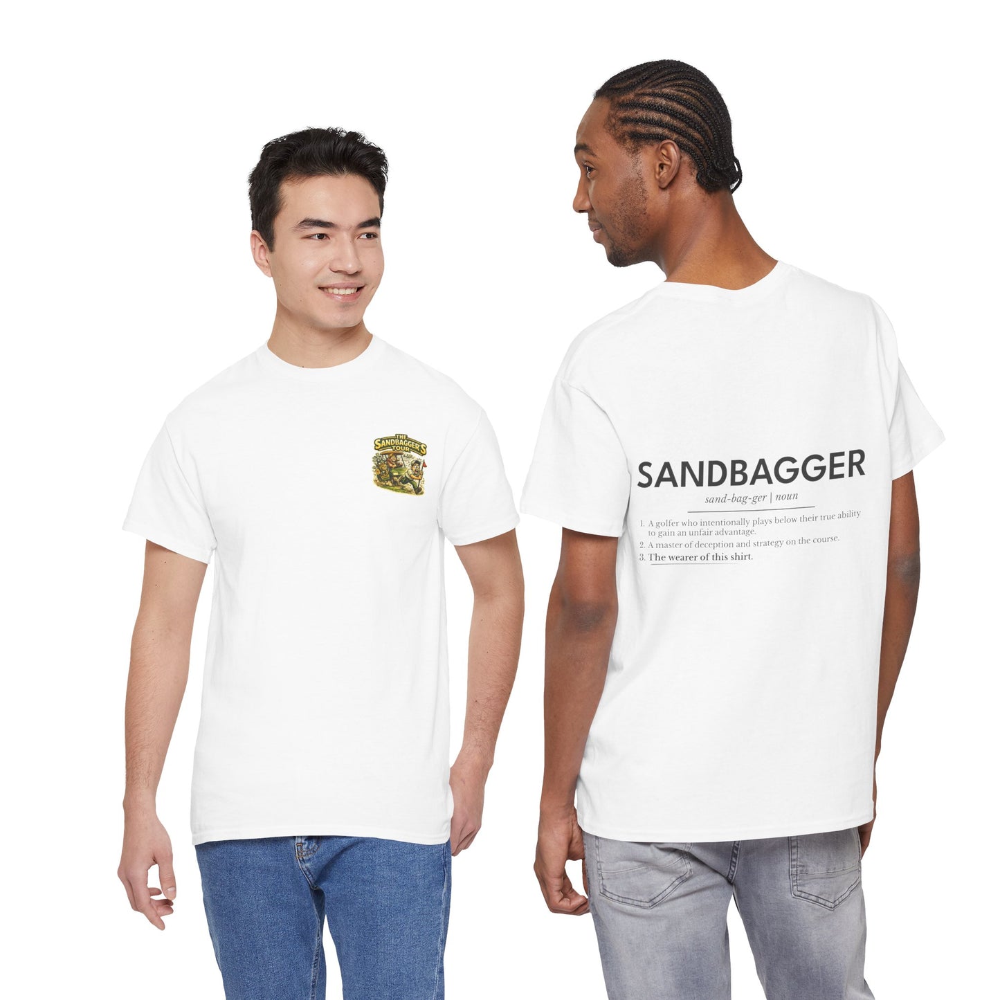 Sandbagger Definition Tee — Minimal Pocket Graphic & Back Text Shirt